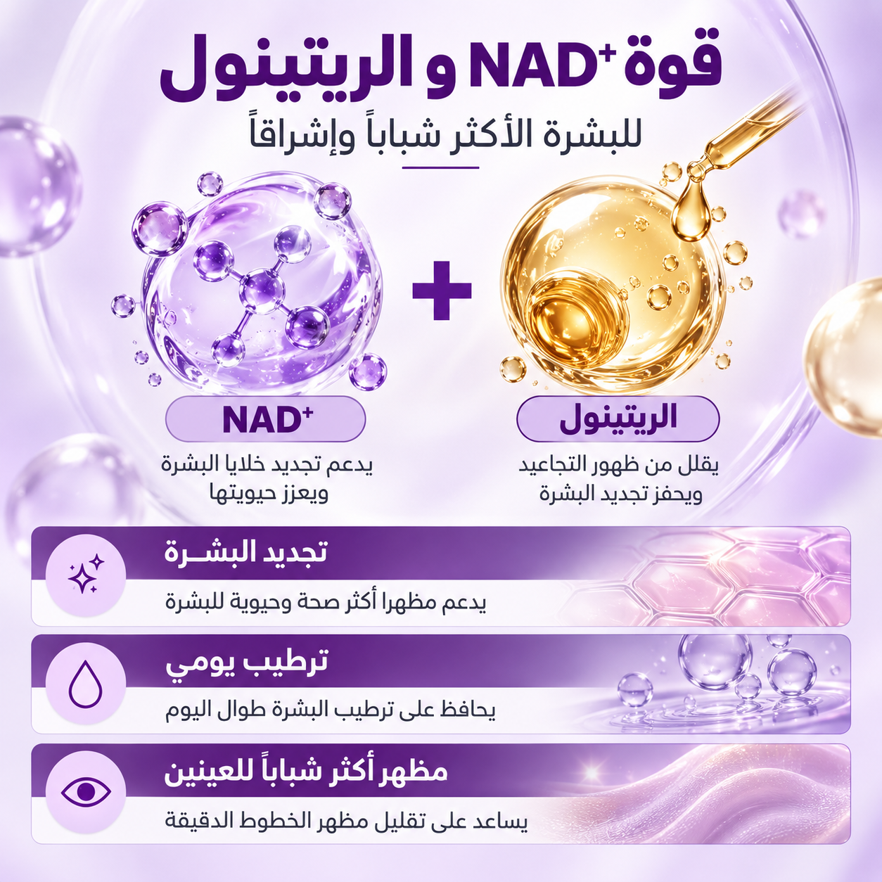 فوائد NAD+ والريتينول لتجديد بشرة منطقة العين